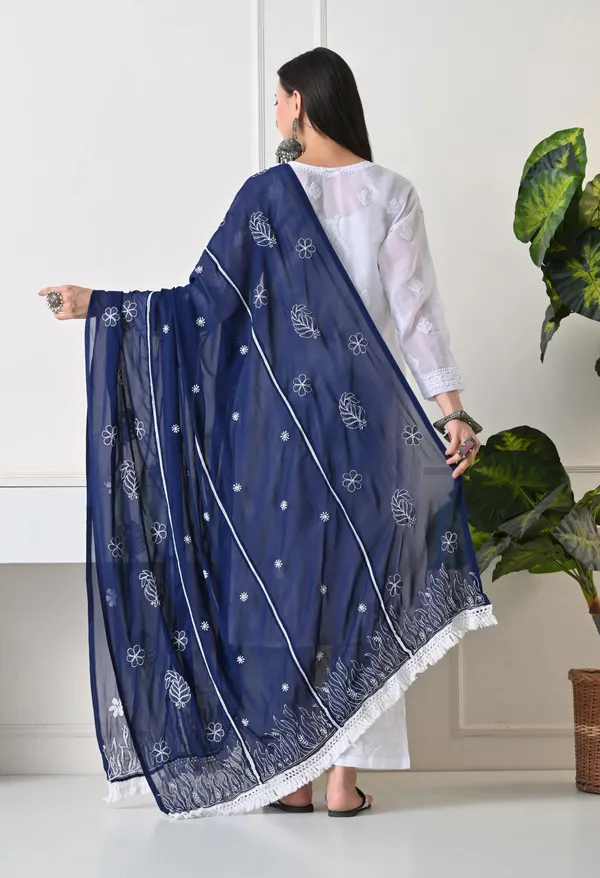 Navy_Blue_Georgette_Chikankari_Hand_Embroidered_Dupatta_For_Women_Navy_Blue_Machine_Washable