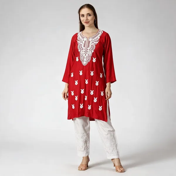 Red_Rayon_Kurti_For_Women