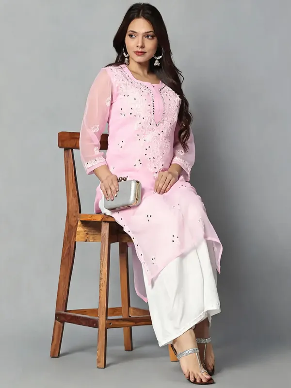Pink_Georgette_Kurti_For_Women