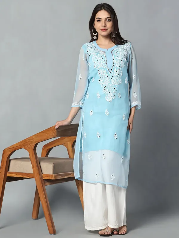 Blue_Georgette_Kurti_For_Women