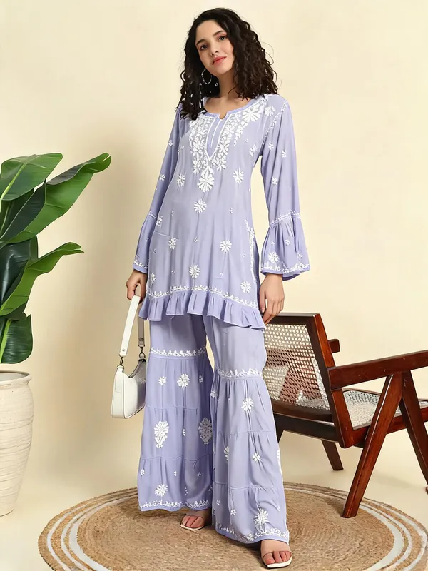 Lavander_Modal_Kurta_Gharara_Set_For_Women