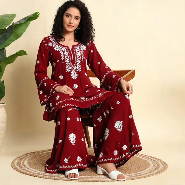 Maroon_Modal_Kurta_Gharara_Set_For_Women