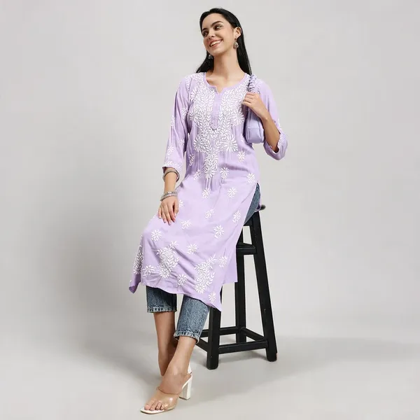 Lavender_Rayon_Kurti_For_Women