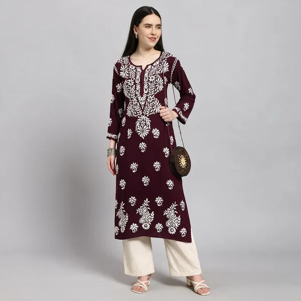 Burgundy_Rayon_Kurti_For_Women