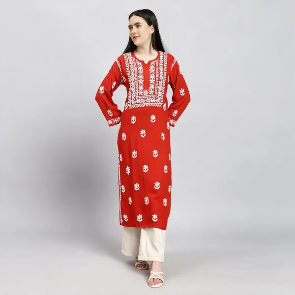 Red__Rayon_Kurti_For_Women