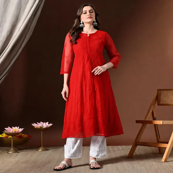 Red_Georgette_Anarkali_kurta__For_Women