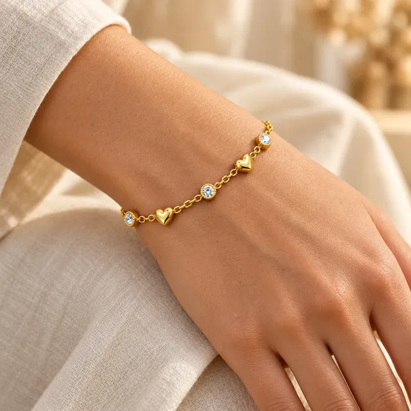 Gold-Tone_Heart_Charm_Bracelet_for_Women