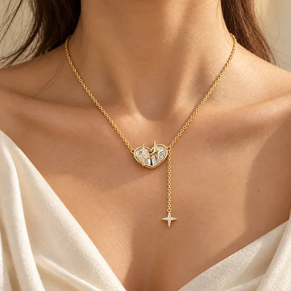 Gold_Tone_Heart_Pendant_Necklace_With_Star_Charm