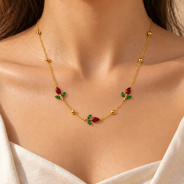 Gold_Tone_Rosette_Bloom_Necklace_For_Women