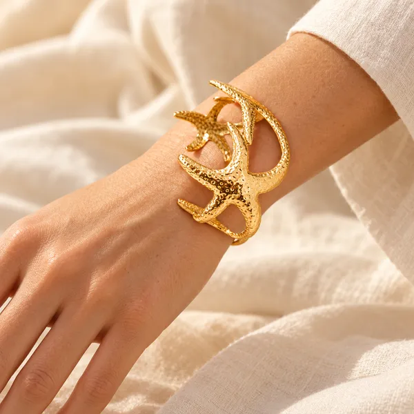 Gold-Tone_Starfish_Cuff_Bracelet_for_Women