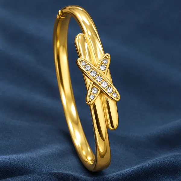 Gold_Tone_Crystal_Knot_Bangle_for_Women