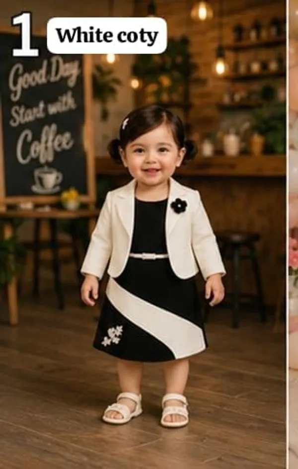 Black_And_White_Cotton_Polyester_Blazer_Dress_For_Girls