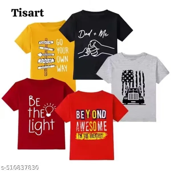 Multicolor_Cotton_Polyester_T-Shirt_Set_For_Boys