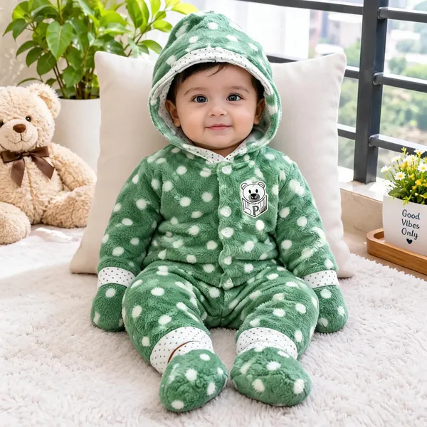 Green_Wool_Hooded_Romper_For_Babies