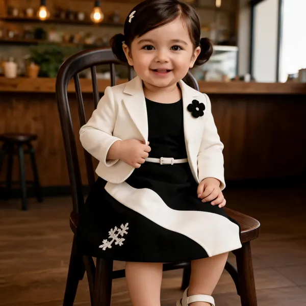 Black_And_White_Cotton_Polyester_Blazer_Dress_For_Girls