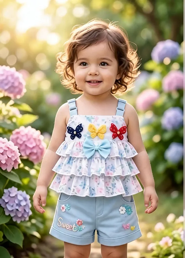 Blue_Cotton_Polyester_Top_And_Shorts_Set_For_Girls