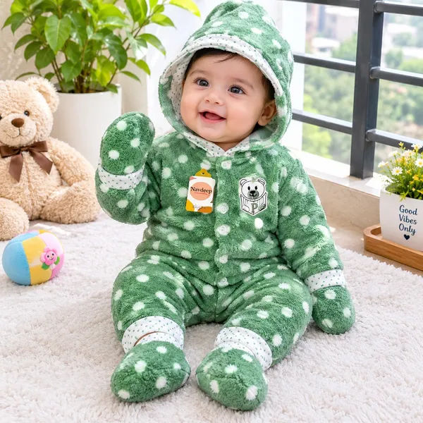Green_Wool_Hooded_Romper_For_Babies
