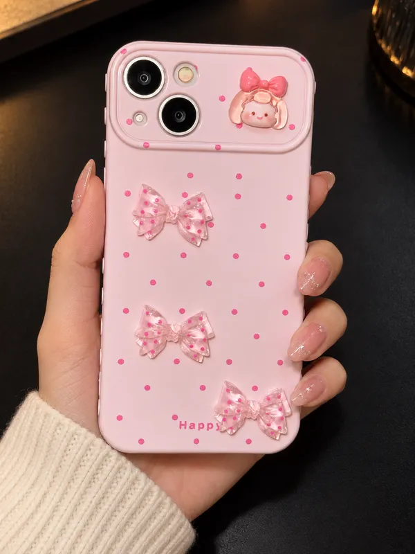 Pink_Silicone_Bow_Polka_Dot_Decorative_Iphone_Case