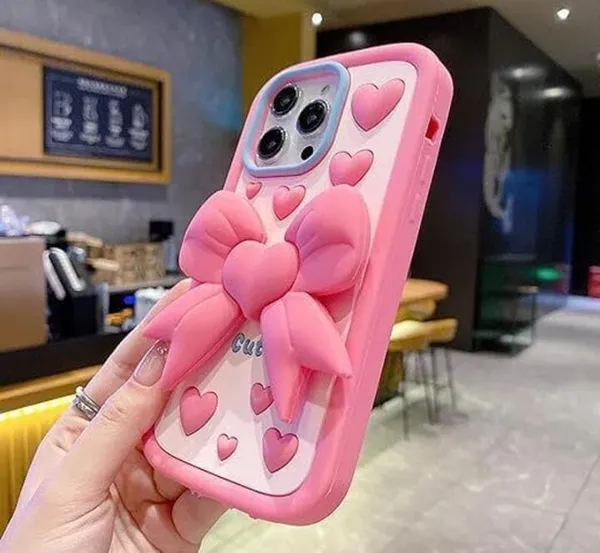 Pink_Silicone_3D_Bow_Heart_Iphone_Case