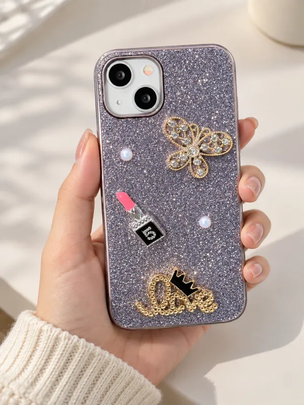 Silver_Glitter_Butterfly_Embellished_Iphone_Case