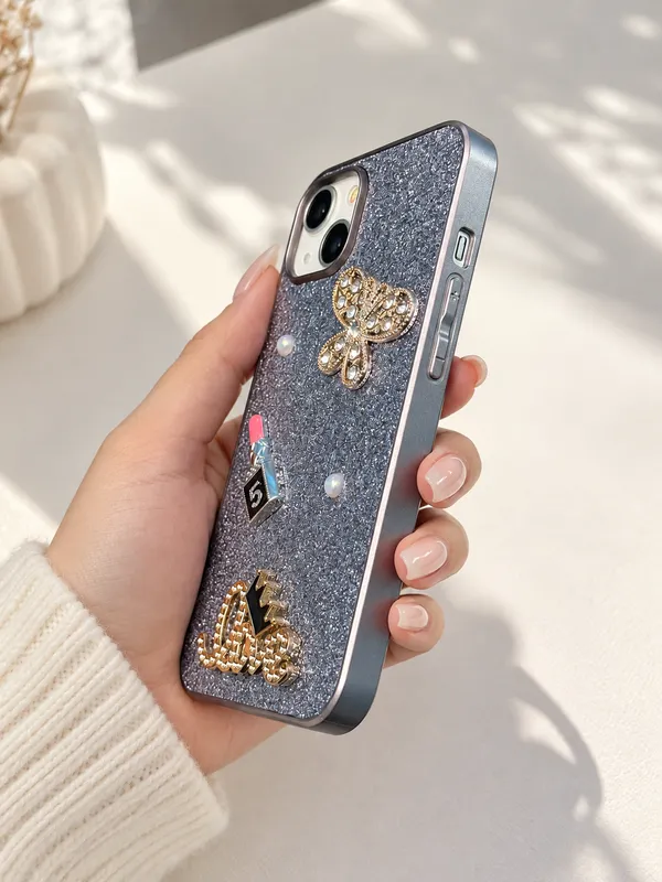 Silver_Glitter_Butterfly_Embellished_Iphone_Case