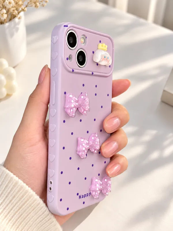 Lavender_Silicone_Bow_Cartoon_Embellished_Iphone_Case