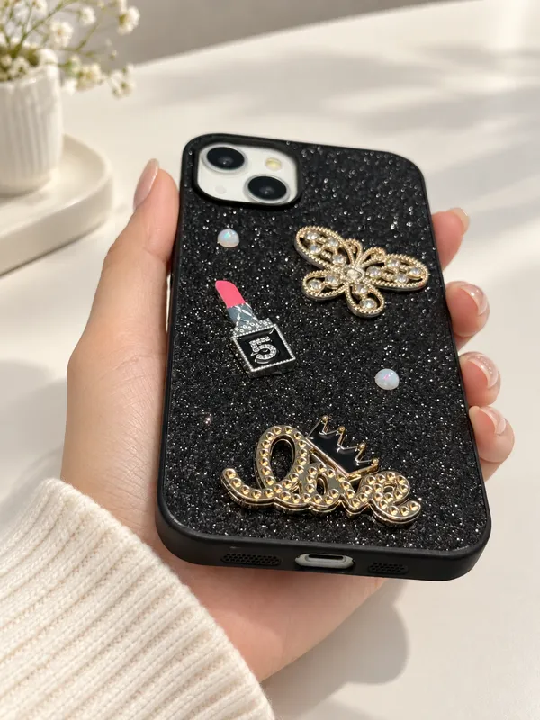 Black_Glitter_Butterfly_Embellished_iPhone_Case_For_Women