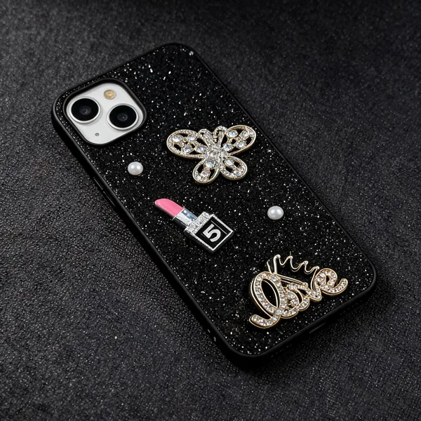 Black_Glitter_Butterfly_Embellished_Iphone_Case_For_Women