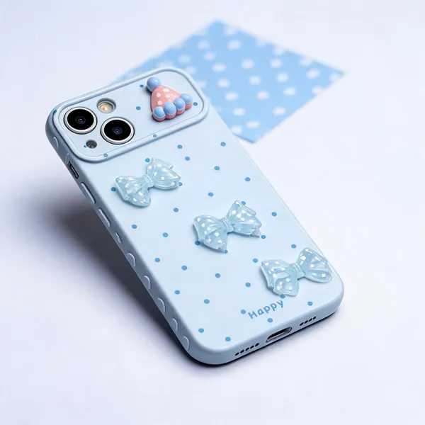 White_Silicone_Bow_Polka_Dot_Embellished_Iphone_Case