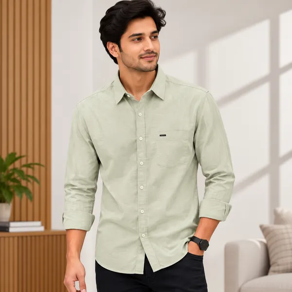 Green_Textured_Regular_Fit_Shirt_For_Men