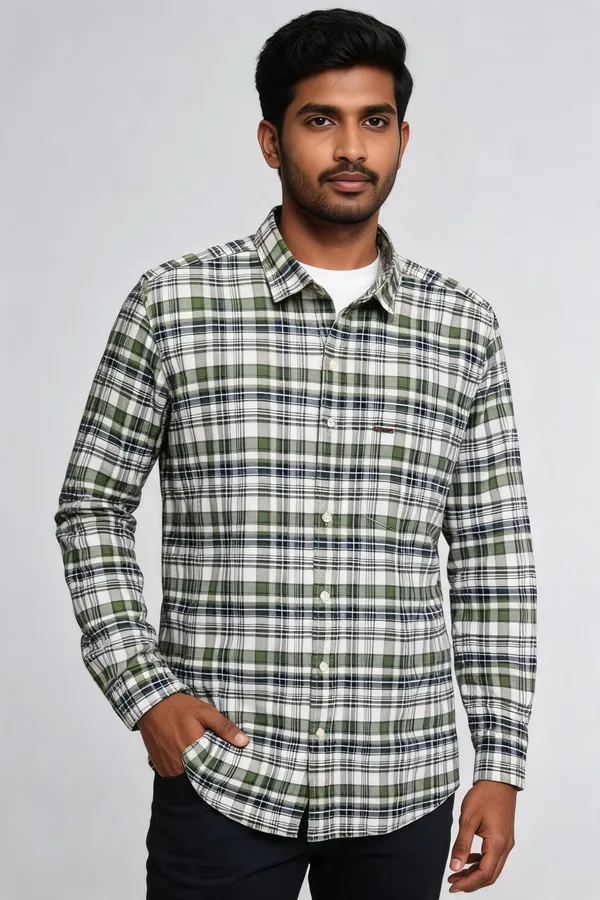 Green_Checkered_Casual_Shirt_For_Men
