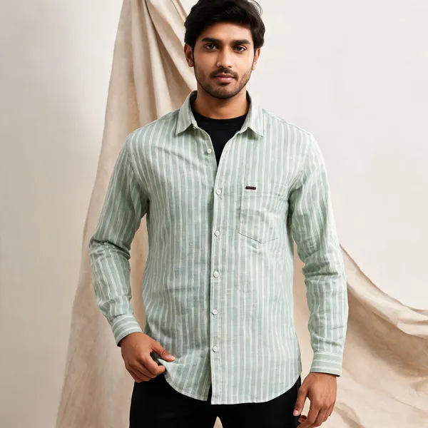 Sage_Green_Striped_Casual_Shirt_For_Men
