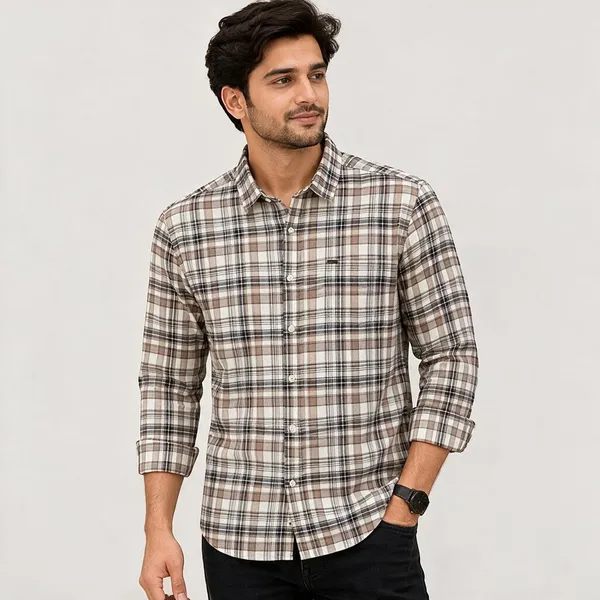Brown_Checkered_Casual_Shirt_For_Men