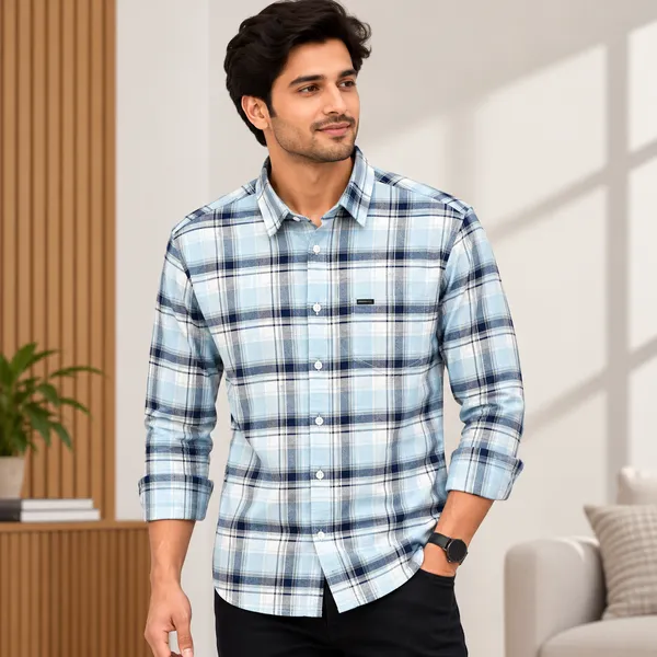 Blue_Casual_Fit_Checkered_Shirt_For_Men