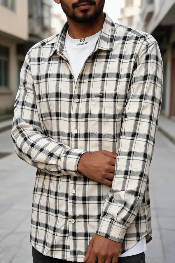 White_Checked_Casual_Shirt_For_Men