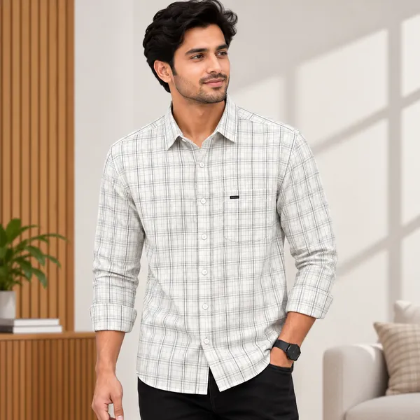 Light_Grey_Checked_Casual_Shirt_For_Men