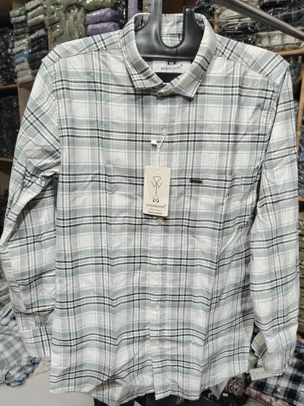 White_Grey_Plaid_Full_Sleeve_Shirt_for_Men