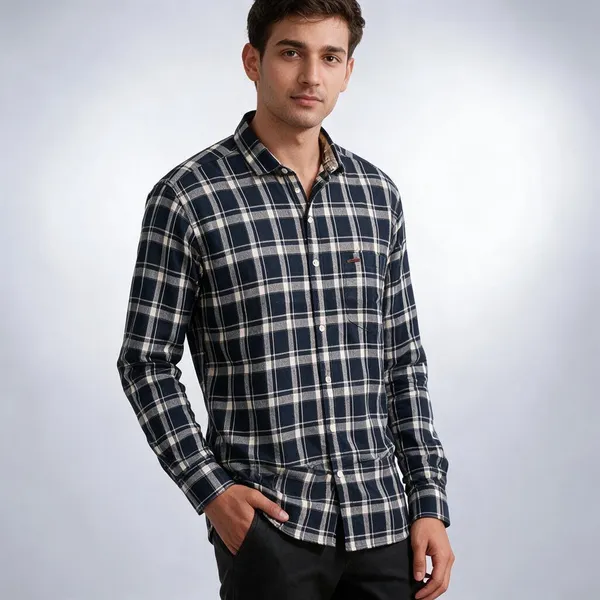 Navy_Checked_Casual_Shirt_For_Men