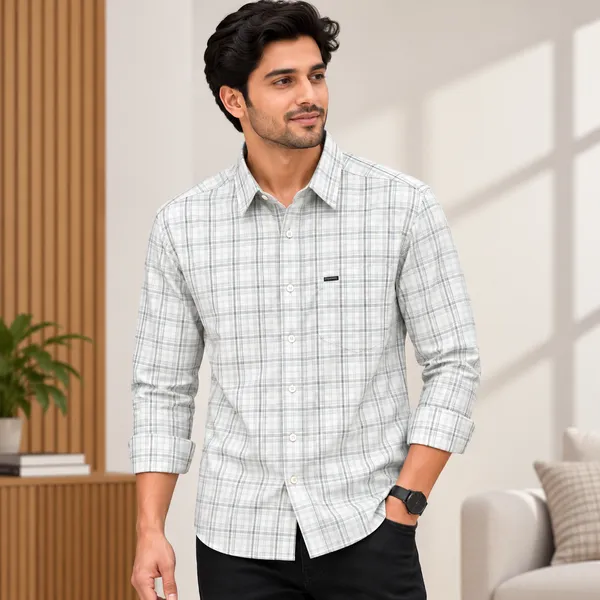 White_Checked_Full_Sleeve_Casual_Shirt_For_Men