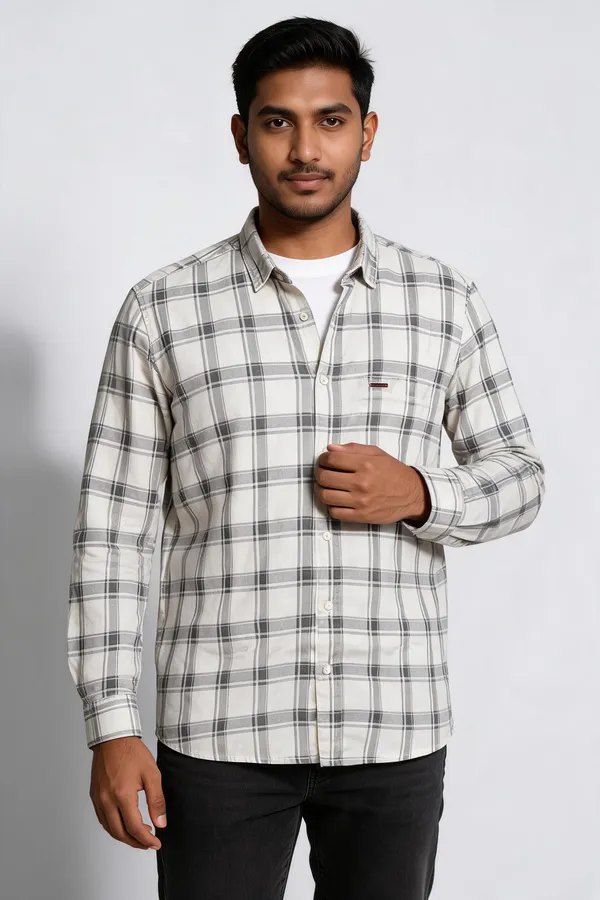 White_Checked_Full_Sleeve_Shirt_For_Men
