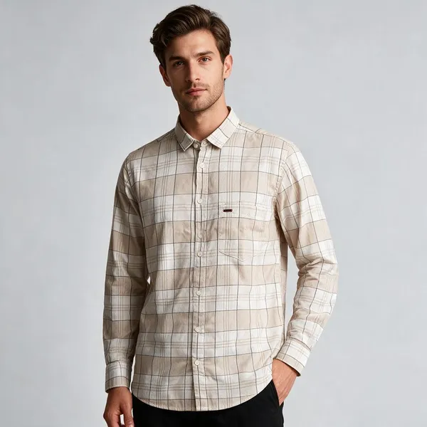 White_Checked_Full_Sleeve_Shirt_For_Men
