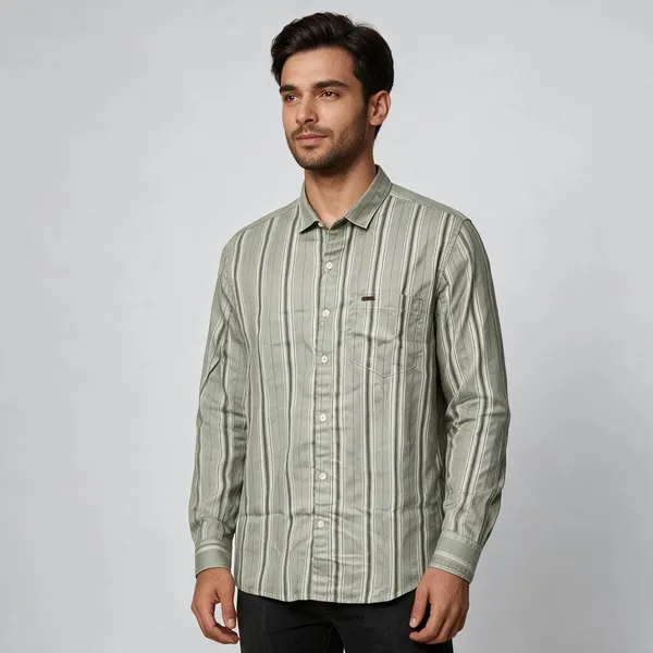 Green_Striped_Casual_Shirt_For_Men