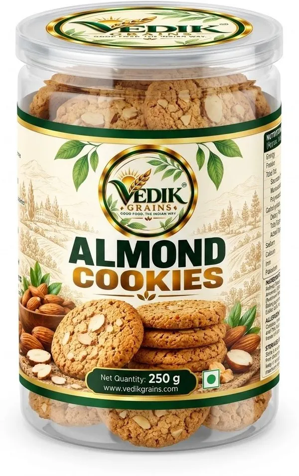 Vedik_Grains_Almond_Cookies_250_g_-_Crunchy_Almond_Biscuits,_Dry_Fruit_Tea_Time_Treat_Pack_Cookies_(250_g)