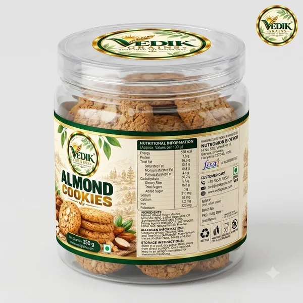 Vedik_Grains_Almond_Cookies_250_g_-_Crunchy_Almond_Biscuits,_Dry_Fruit_Tea_Time_Treat_Pack_Cookies_(250_g)