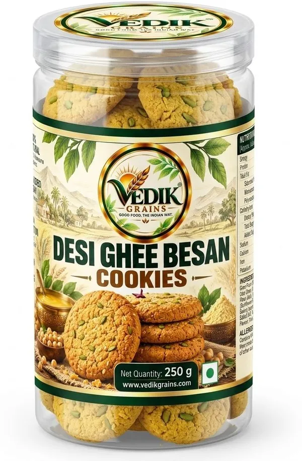Vedik_Grains_Desi_Ghee_Besan_Cookies_250_g_-_Besan_Biscuits,_Traditional_Chai_Snack_Pack_Cookies_(250_g)