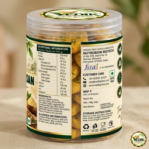 Vedik_Grains_Desi_Ghee_Besan_Cookies_250_g_-_Besan_Biscuits,_Traditional_Chai_Snack_Pack_Cookies_(250_g)