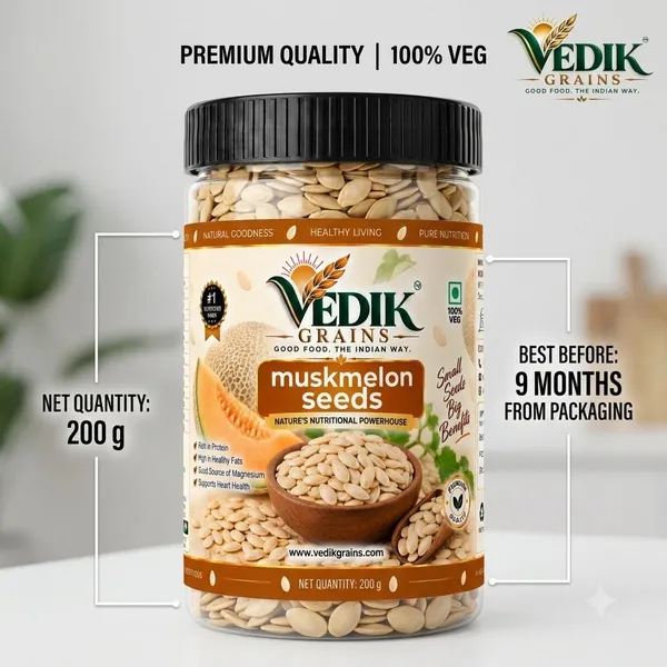 Vedik_Grains_Muskmelon_Seeds_200_g_-_Edible_Seed_Kernels_for_Snacks,_Desserts_&_Breakfast_Muskmelon_Seeds_(200_g)