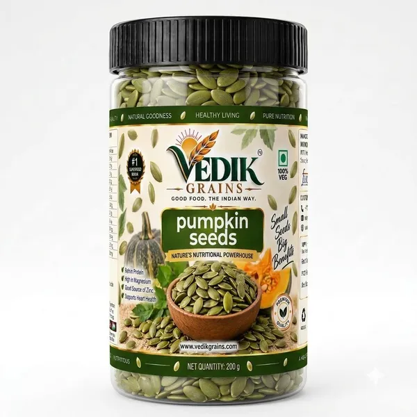 Vedik_Grains_Pumpkin_Seeds_200_g_-_Edible_Seed_Kernels_for_Snacking,_Salads_&_Baking_Mix_Pumpkin_Seeds_(200_g)