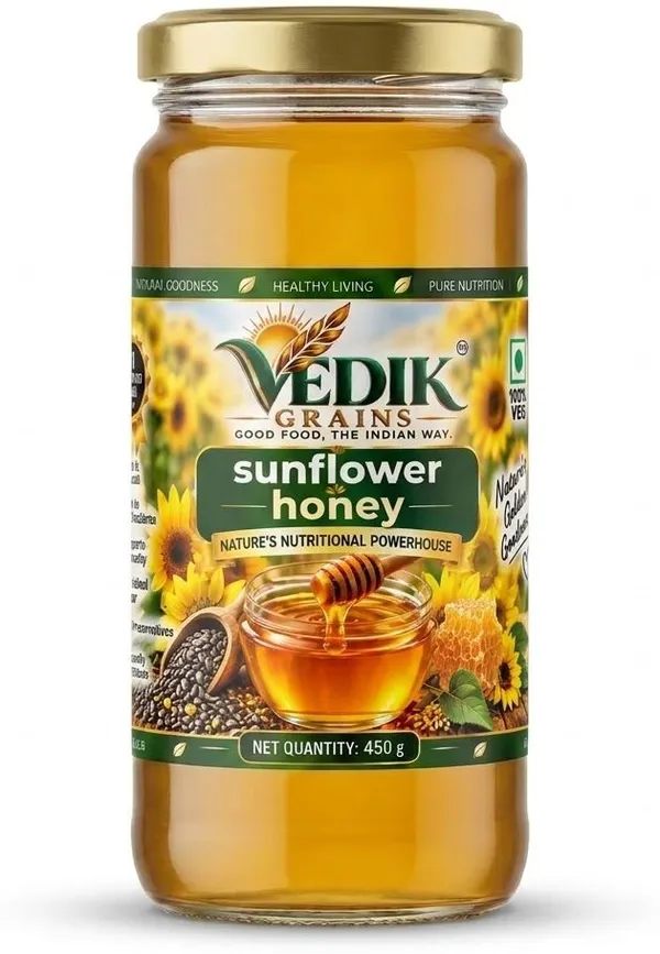 Vedik_Grains_Sunflower_Honey_|_Pure_&_Natural_Honey_|_Filtered_Honey_(450_g)