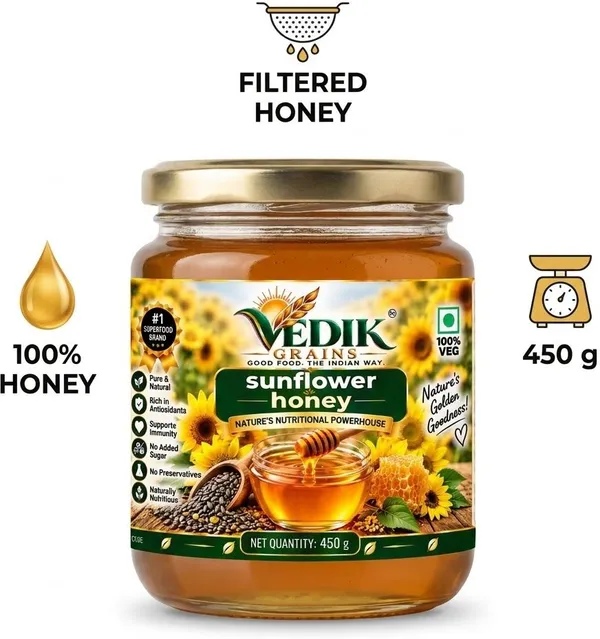 Vedik_Grains_Sunflower_Honey_|_Pure_&_Natural_Honey_|_Filtered_Honey_(450_g)